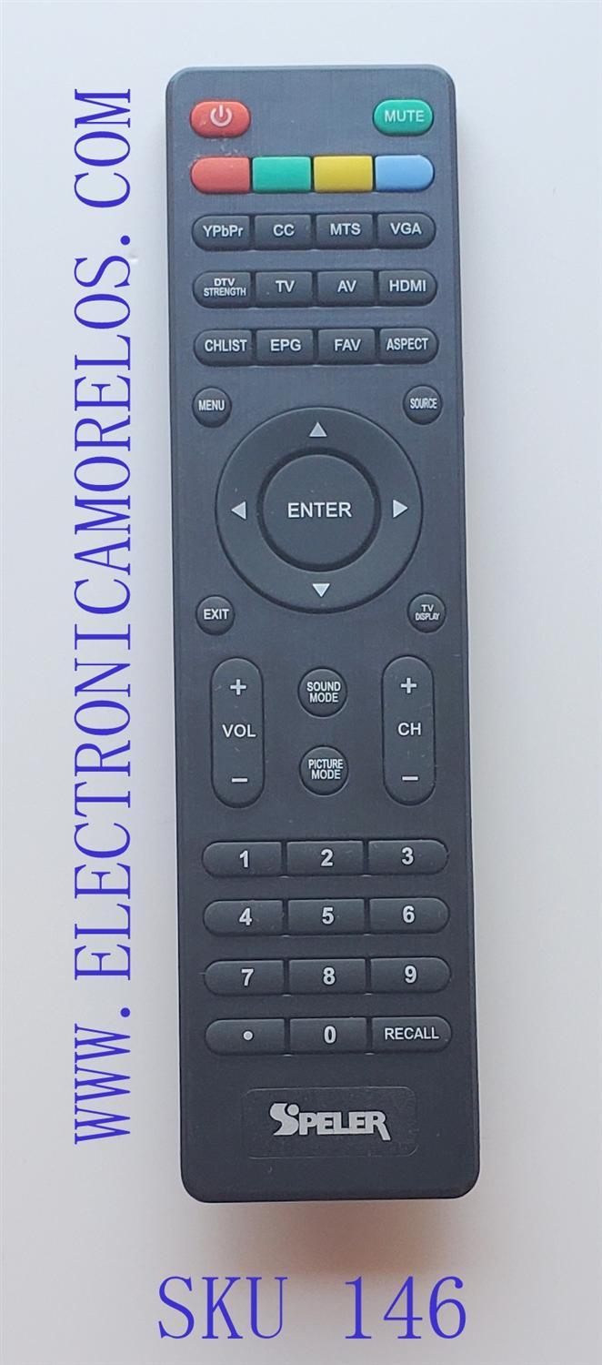 CONTROL ORIGINAL NUEVO PARA TV SPELER / MODELOS SP-LED22 / SP-LED22F / SP-LED24 / SP-LED19 / SP-LED19W / SP-LED32